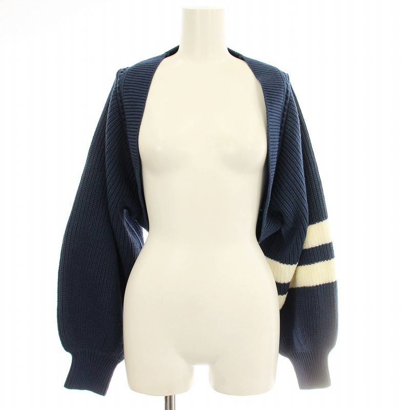 ダイアグラム グレースコンチネンタル Diagram 24SS 畦ショートニット ボレロ カーディガン 36 ネイビー 紺拍卖