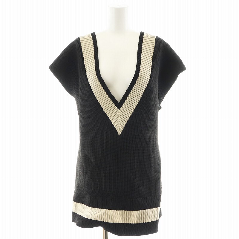 ルフィル LE PHIL 24SS スポンディッシュラインニット ベスト リボン F ベージュ 黒 ブラック 534-4170110 /AN17 レディース拍卖