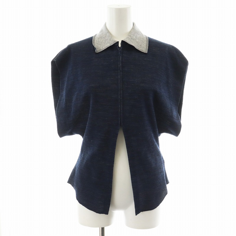 マメクロゴウチ Mame Kurogouchi 24AW Wool Reversible-Jersey Top ジャケット ノースリーブ ジップアップ 1 紺拍卖