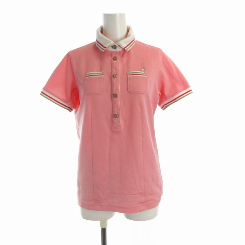 マンシングウェア MUNSINGWEAR ゴルフウェア ポロシャツ ロゴ 刺繍 半袖 L ピンク /RO レディース拍卖