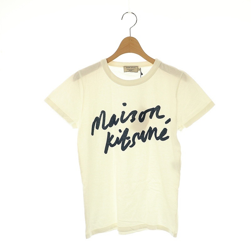 メゾンキツネ MAISON KITSUNE ロゴ 半袖 Tシャツ カットソー XS 白 ホワイト /AT ■OS レディース拍卖