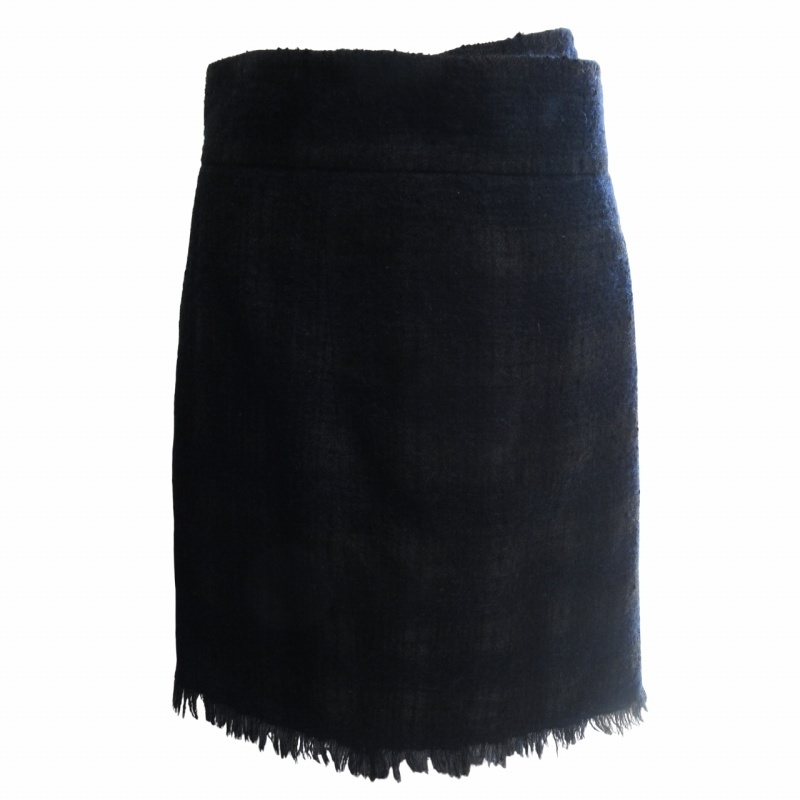 シャネル CHANEL 11B ウールツイードラップスカート 巻きスカート P46261V34350 シャドーチェック フリンジ グレー系 国内正規 38 約M拍卖