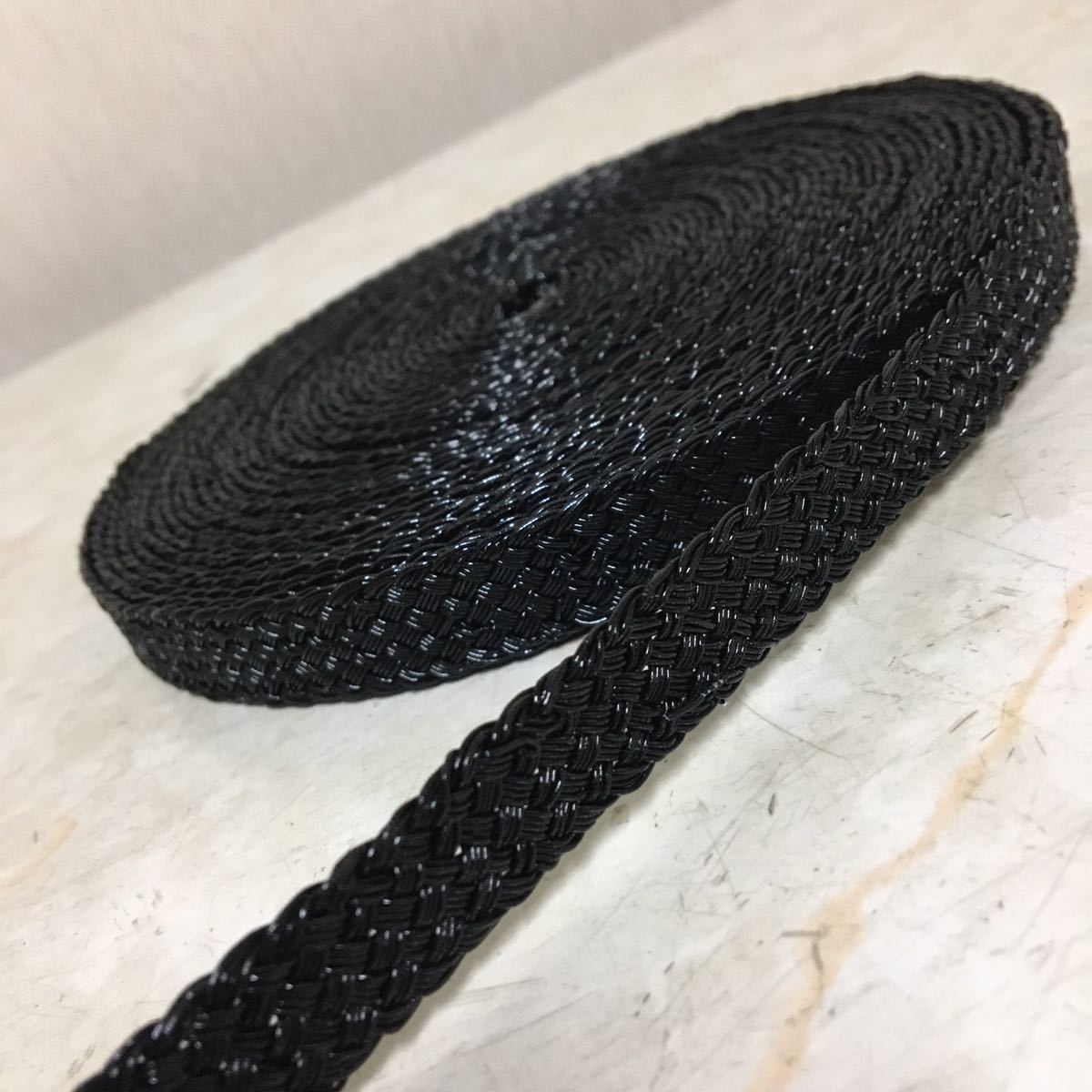 ■14mm ナイロンメタリック組紐テープ 黒 10m巻 編み物 手芸 バッグ ハンドメイド 材料 素材 SLM-2253-9-4■拍卖