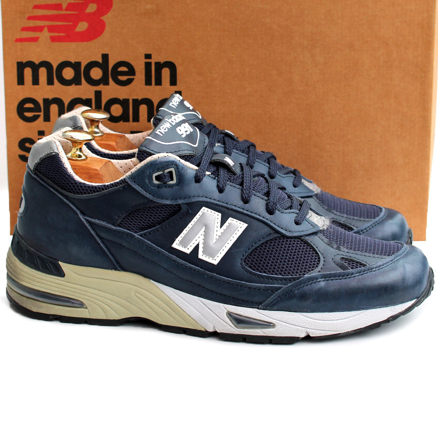イングランド製★ニューバランス NEW BALANCE★ローカットスニーカー M991NNN US9=27 メッシュ レザー ネイビー i-1314拍卖