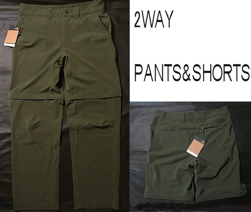 本物正規◆ノースフェイス◆2WAY/軽量/コンバーチブルパンツ/マウンテンショーツ PARAMOUNT■36×32■TAUPE GREEN■新品/FLASHDRY/吸湿速乾拍卖