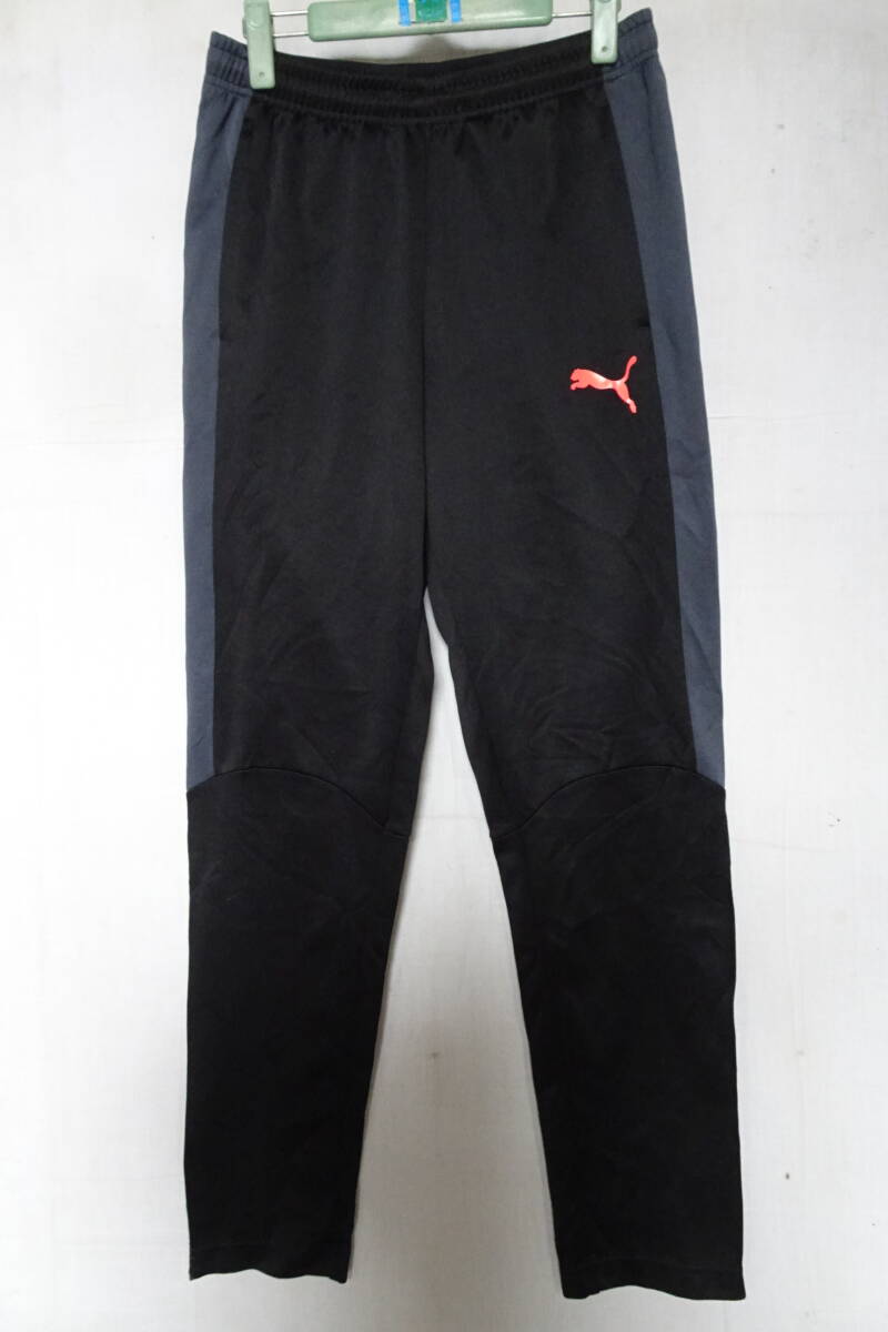 PUMA/プーマ/トラック長パンツ/ジャージ素材/テーパードシルエット/脇グレー切替/裾ファスナー/黒/ブラック/Mサイズ(4/3R7)拍卖