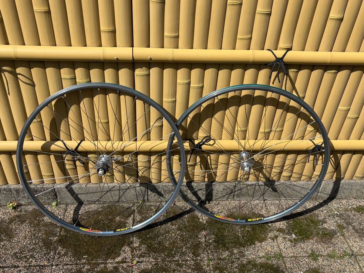 可動品ビンテージ クリンチャーホイール前後 100×130mm 28H 700c『シマノ 7700デュラエース エアロ穴ハブ+オープンプロ』DURA-ACE+MAVIC拍卖