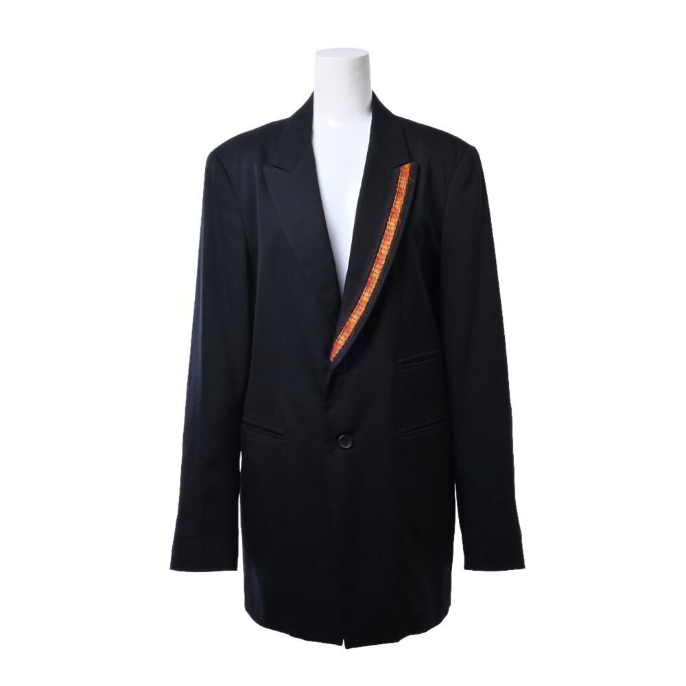 Y's ラペル刺繍 ウール テーラードジャケット - ブラック ワイズ KL4BSQLC75拍卖