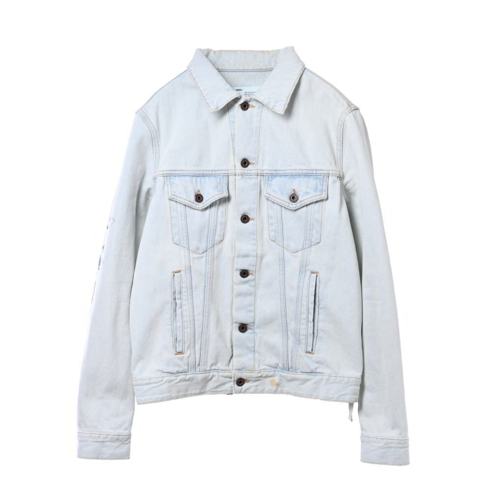 OFF-WHITE コットン バックプリント デニムジャケット M ブルー オフホワイト KL4BSQPK71拍卖