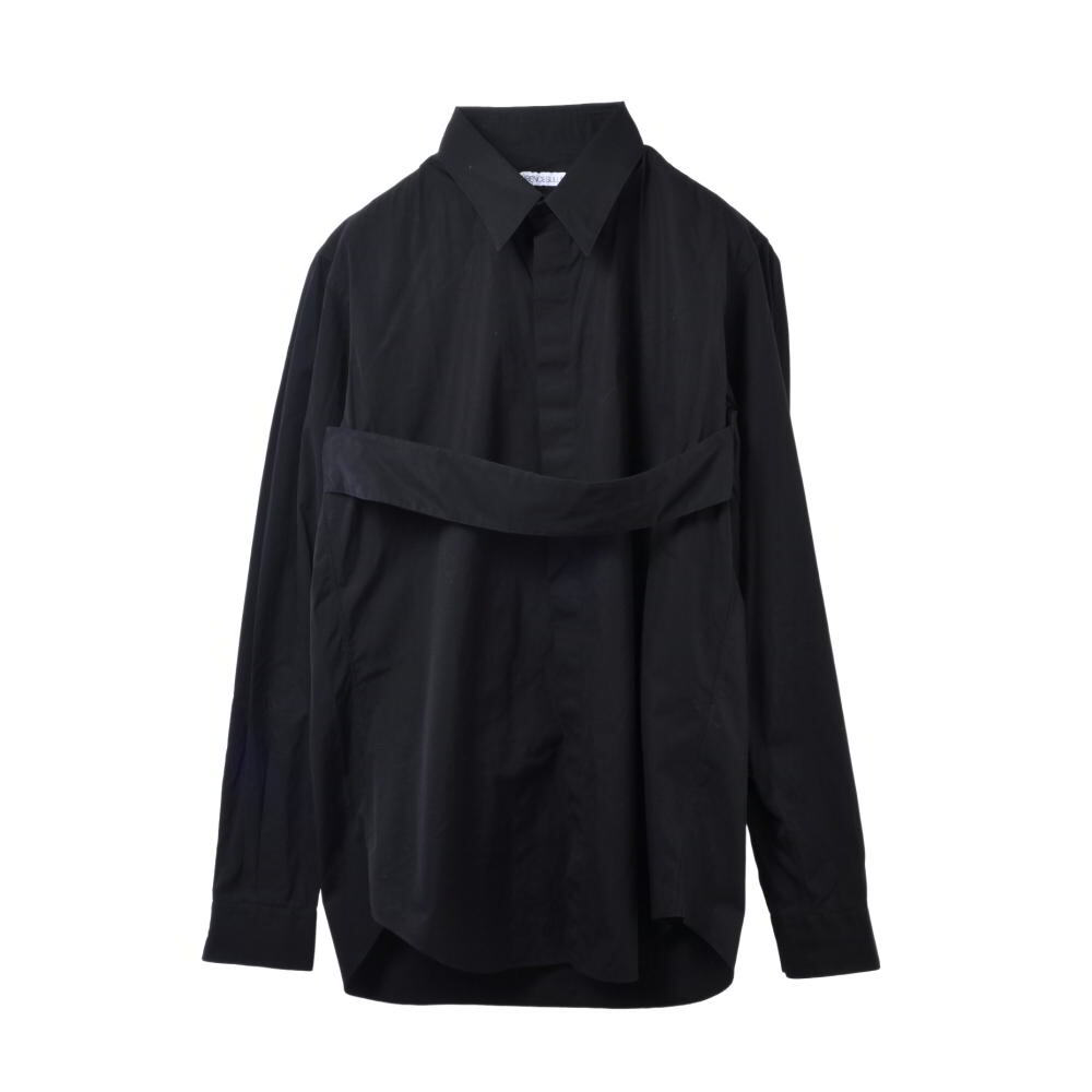 美品 JOHN LAWRENCE SULLIVAN コットン 比翼 シャツ 48 ブラック ジョンローレンス サリバン KL4BSU372拍卖