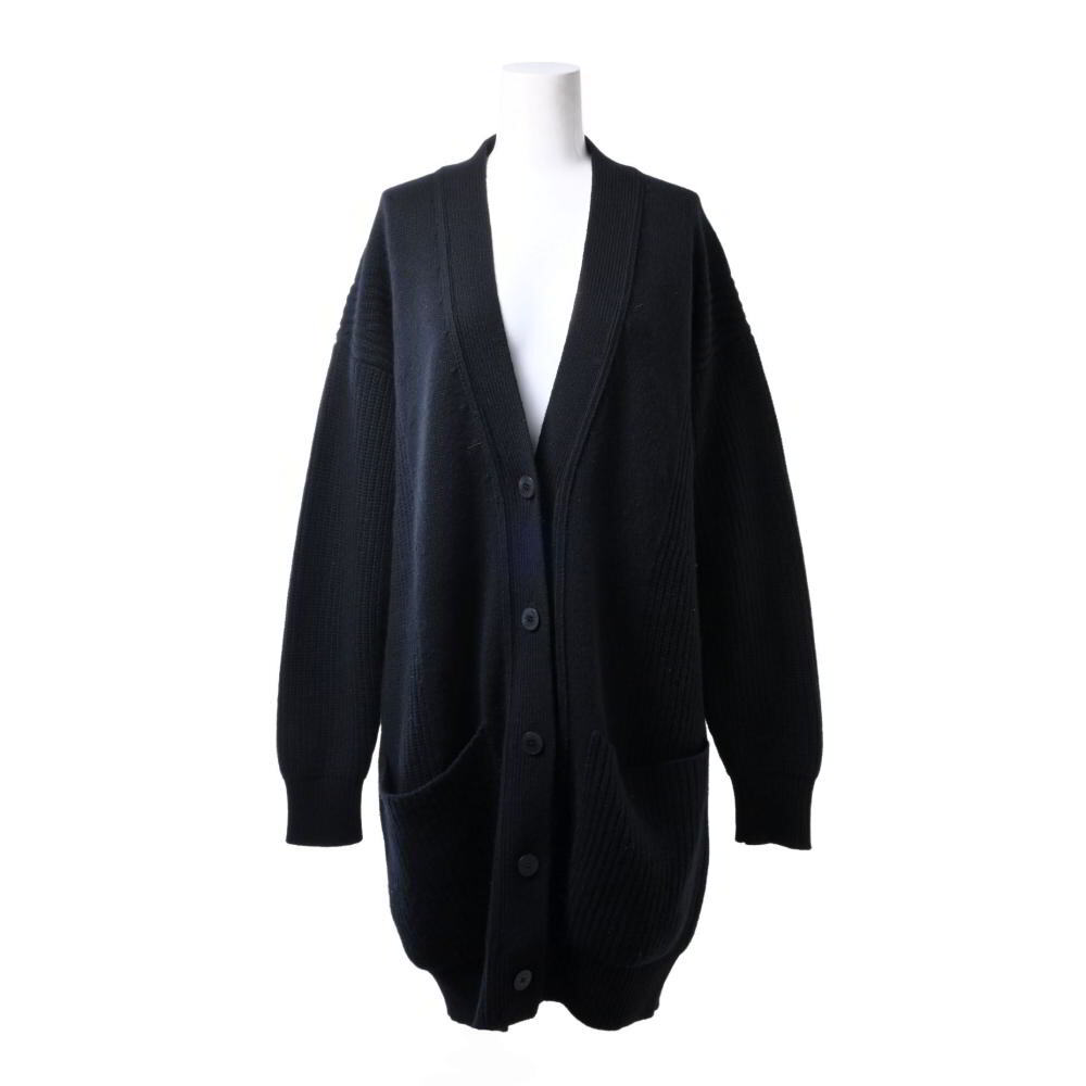 HERMES カシミヤ ロング ニットカーディガン 36 ブラック エルメス KL4B2UKQ64拍卖