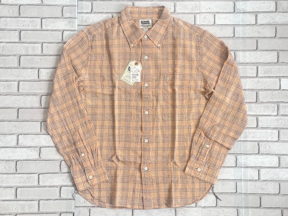 未使用 フェローズ PHERROW'S 長袖ボタンダウンシャツ サイズL 23S-PBD3 ORANGE 日本製拍卖