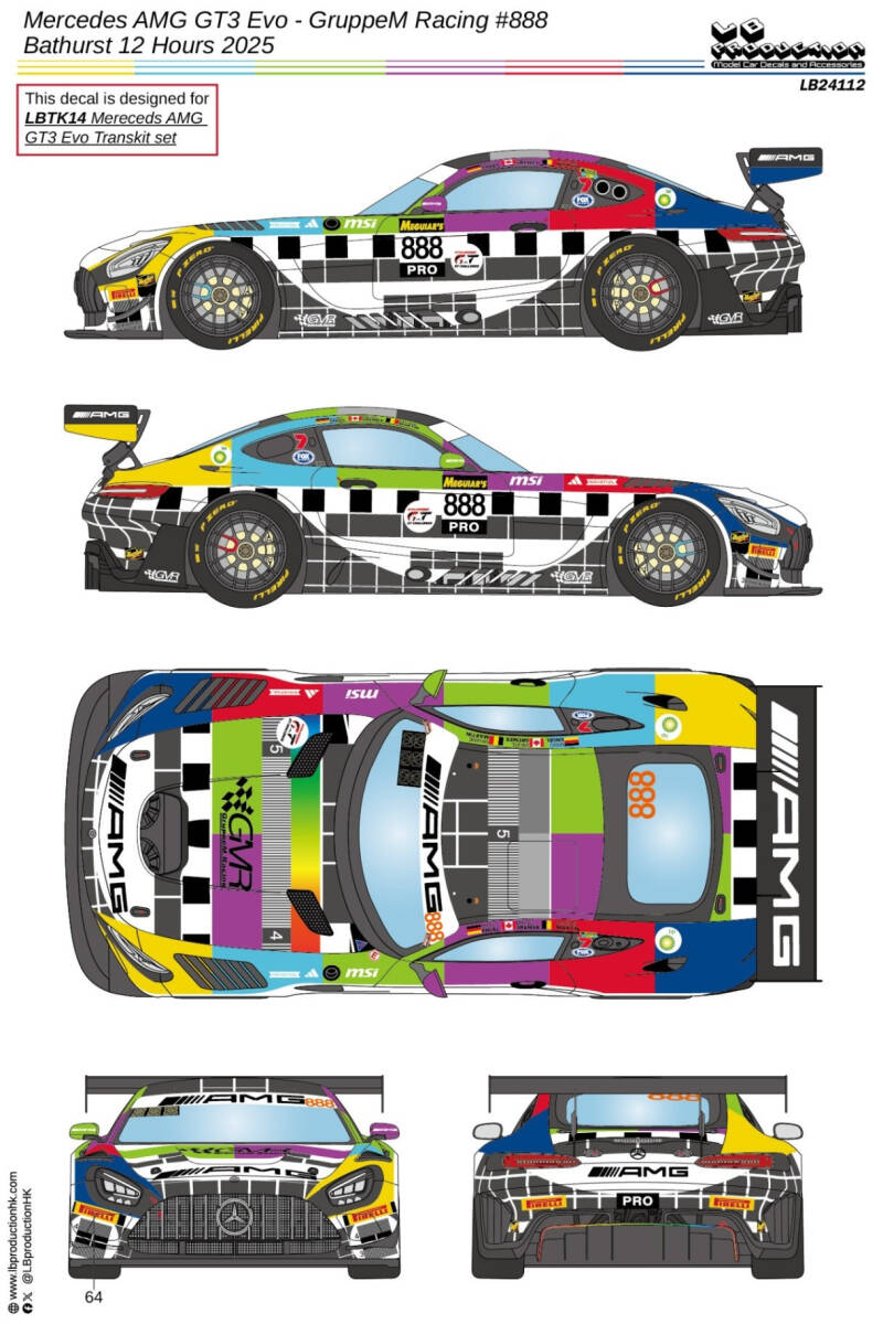 LB24112 LBproduct 1/24 size MercedesAMG GT3 Evo GruppeM Racing バサースト12時間 2025拍卖