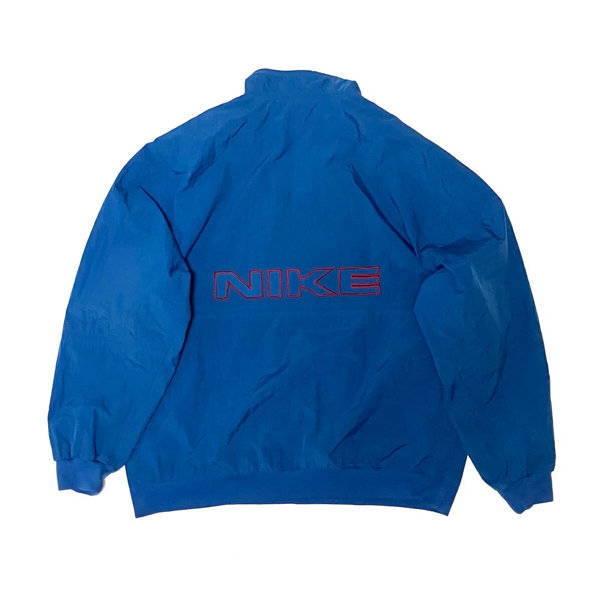 XXL Nike ナイキ ナイロン ハーフジップ プルオーバー ジャケット 90’s 90年代 ウインドブレーカー ヴィンテージ ビッグサイズ 2XL 青拍卖