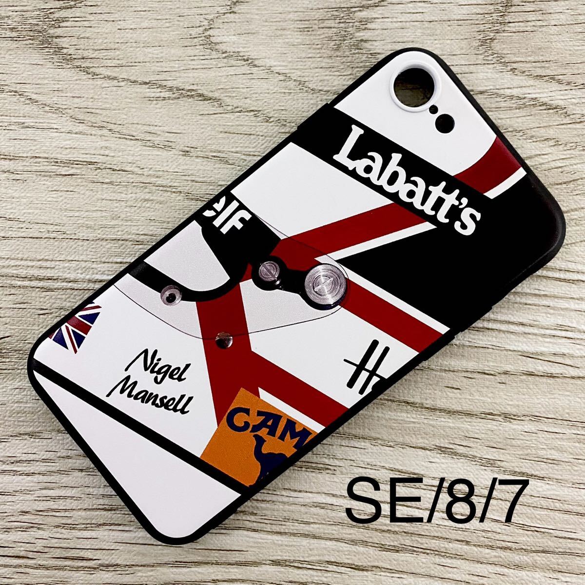 ナイジェル・マンセル ヘルメット デザイン iPhone 8 / 7 / SE ケース F1 ウィリアムズ ロータス マクラーレン フェラーリ スマホ拍卖