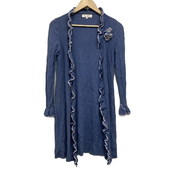 スーパービューティー SUPERBEAUTY カーディガン サイズ42 L - ライトブルー×白 レディース 長袖/フリル/フラワー(花)/ロング丈 美品拍卖