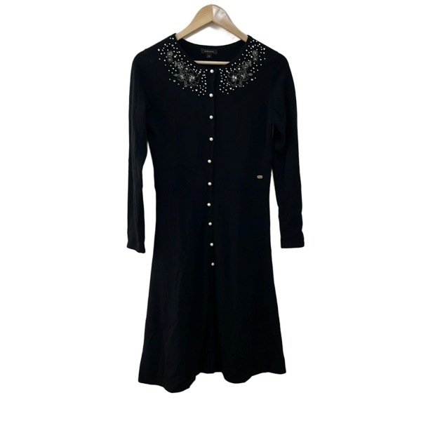 トッカ TOCCA カーディガン サイズF - 黒 レディース 長袖/パール/ビーズ/フラワー(花)/刺繍/ロング丈 トップス拍卖