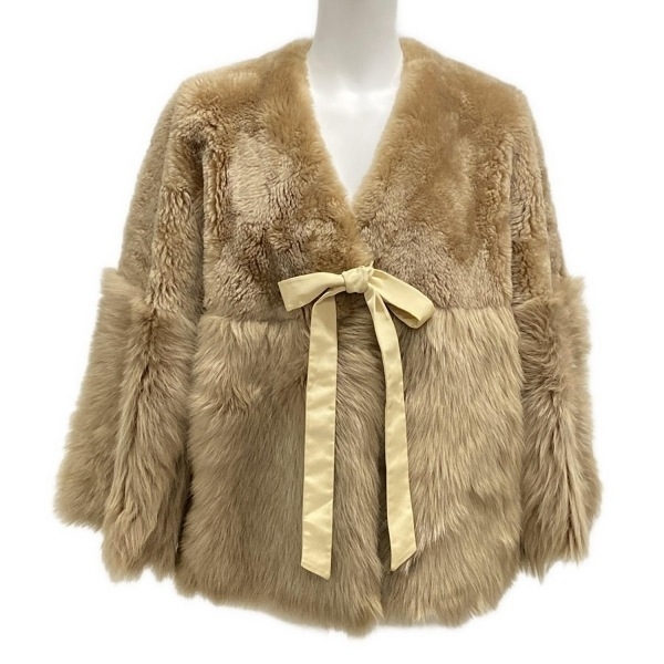 ドゥロワー Drawer サイズ36 S - ムートン ベージュ レディース ショート丈/リボン コート拍卖