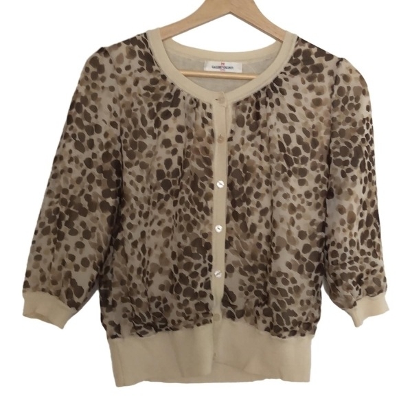 ギャラリービスコンティ GALLERYVISCONTI カーディガン サイズ2 M - アイボリー×ダークブラウン×ベージュ レディース 七分袖 トップス拍卖