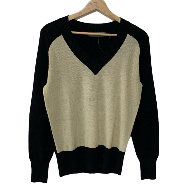 イナモラート INNAMORATO 長袖セーター/ニット サイズS - ウール ベージュ×黒 レディース Vネック トップス拍卖
