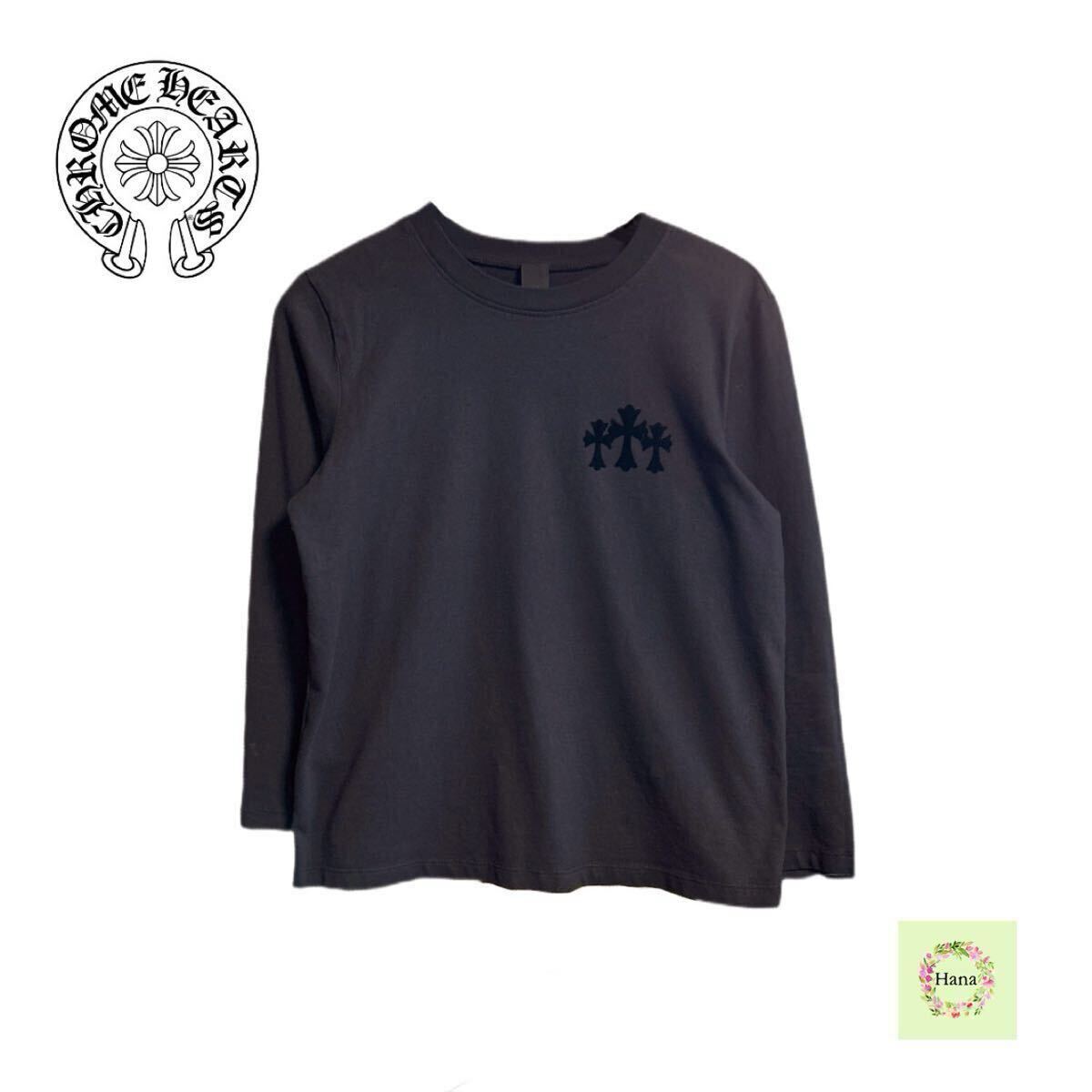 クロムハーツ Tシャツ 七分袖 トリプルクロス セメタリークロスパッチ カットソー トップス レディース ブラック S 保証書無修正拍卖