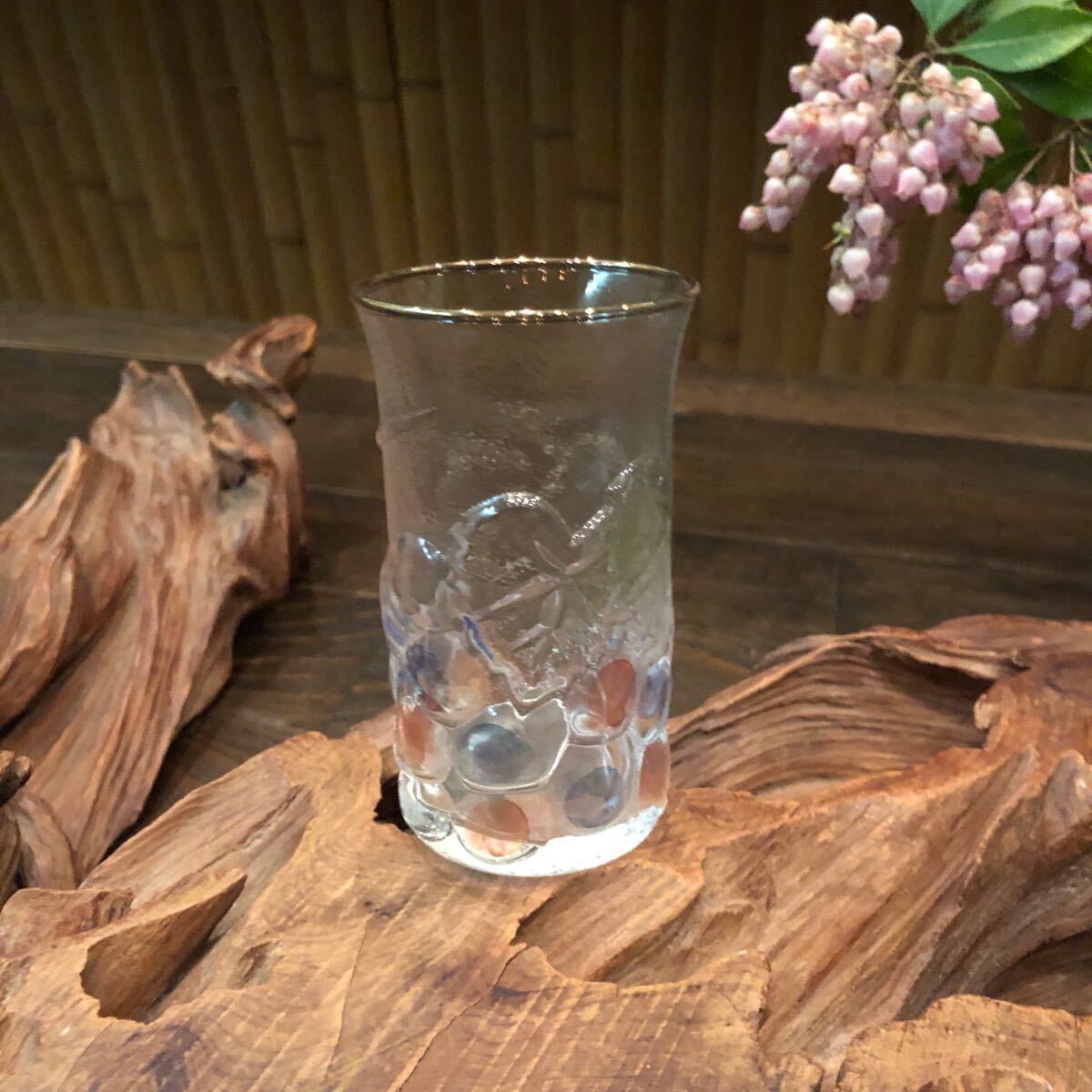 葡萄 手彩色 グラス★硝子 ナチュラル ガラス 古民家 風雅 晩酌 風情 レトロ 酒器 ビンテージ ロハス 湘南スタイル タンブラー カントリー拍卖