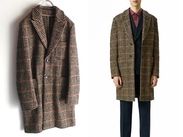 美品 定価81400円 TOMORROWLAND トゥモローランド LYRIA イタリア製生地使用 モヘヤ混 チェック ファンシーツイード チェスターコート S拍卖
