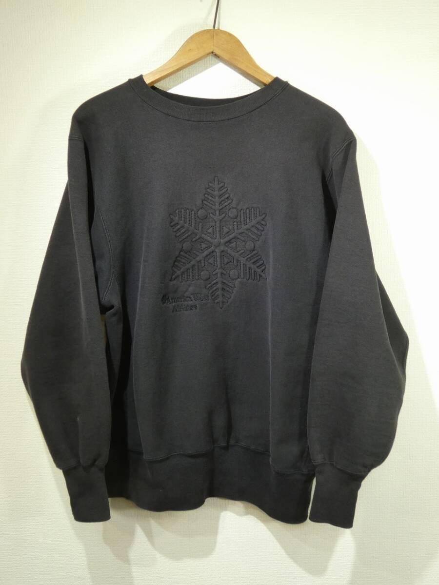 レア グッドフェード USA製 90s Champion チャンピオン 黒 ブラック リバース ウィーブ スウェット LARGE アド物 企業物 80s トレーナー拍卖