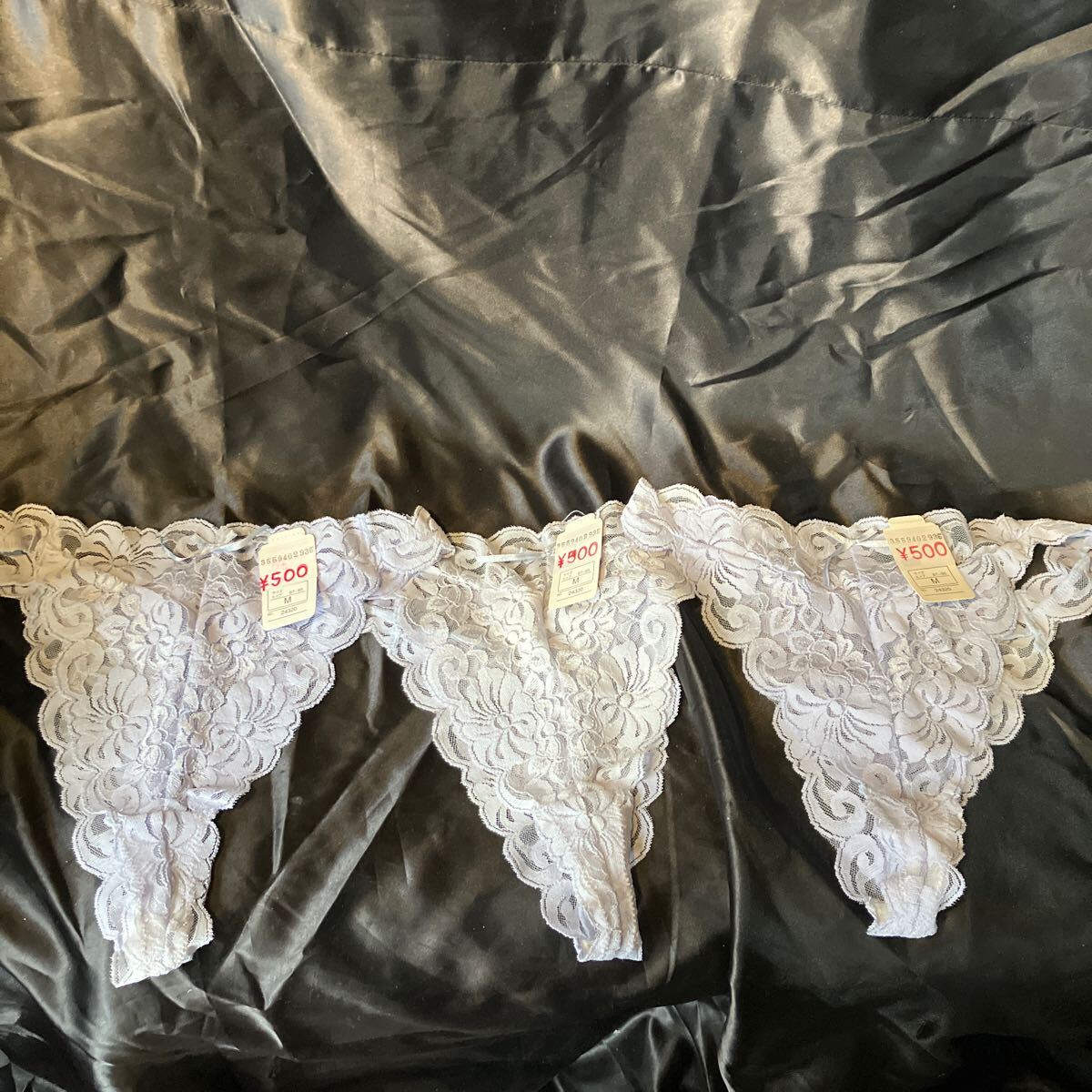 レディースパンツ Tバック Mサイズ ブルー×薄ブルー ヴィンテージ ◎おすすめ ◎3点セット拍卖