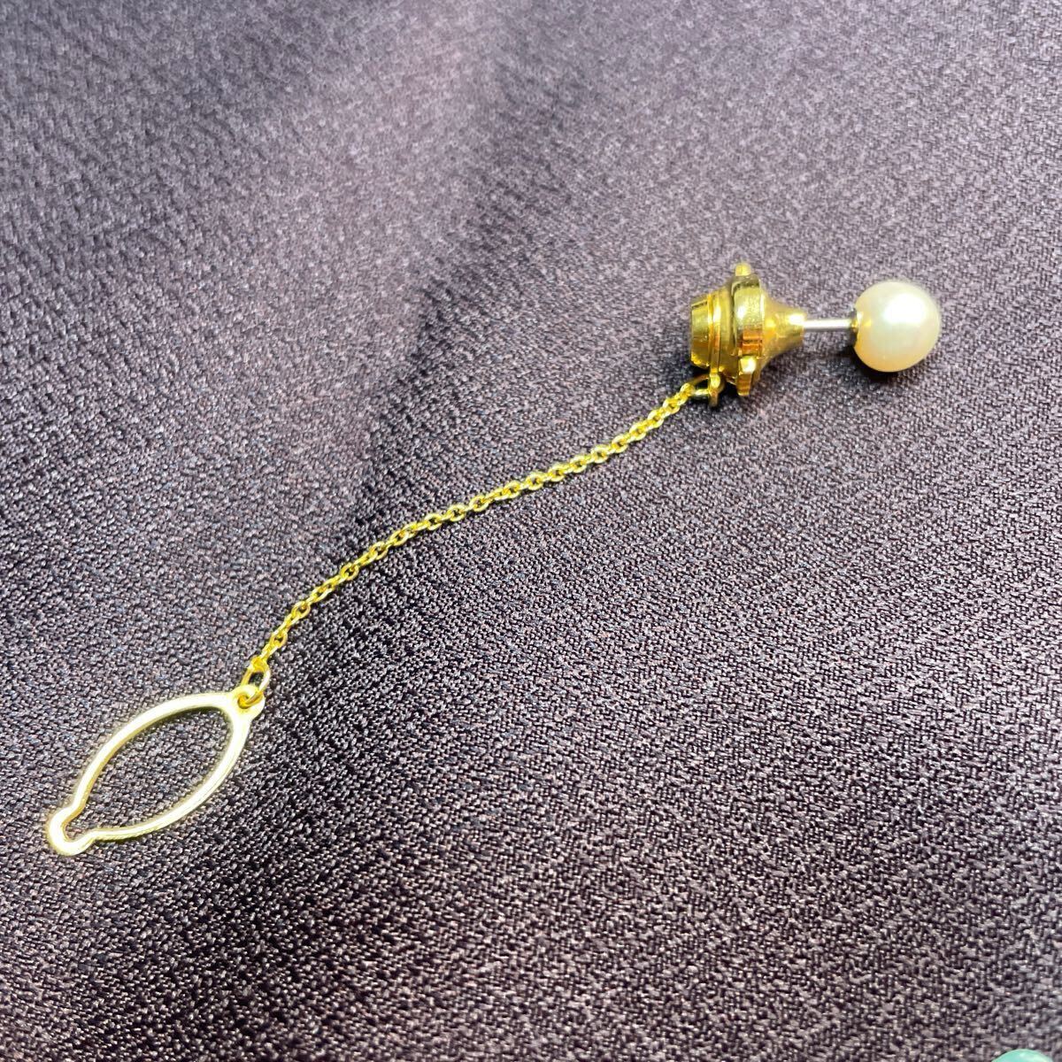 ●真珠 8.0mm タイピン ボタンかけ付き 拍卖