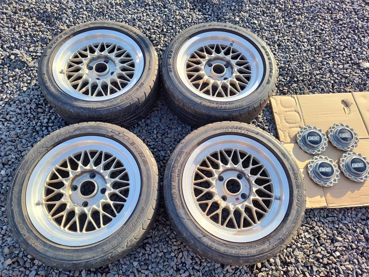 ★希少サイズ 絶版 BBS RS 深リム 15インチ 6.5J OFF+18 4H PCD114.3 当時物 旧車にも 4本 程度良好 そこそこ美品★拍卖