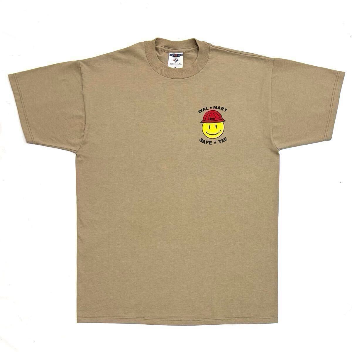 90s【Walmart】SAFE★TEE SMART Tシャツ size L USA製 企業物 ミスタースマイリー safety ジョーク ヴィンテージ/ウォルマート セーフティ拍卖