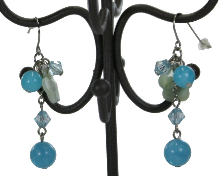 アクリルブルー 花 フラワー フック 揺れる ドロップ ピアス アクセサリー拍卖