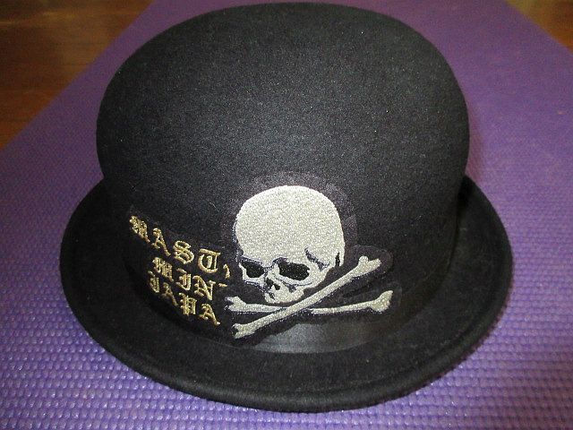 マスターマインド mastermind JAPAN スカル ワッペン ウール フェルト ボウラー ハット 黒 M拍卖