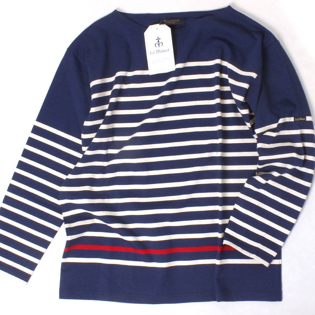 【新品】Le minor トリコロール パネルボーダー オーバーサイズカットソー size1 NAVY/ECRU/RED ルミノア拍卖