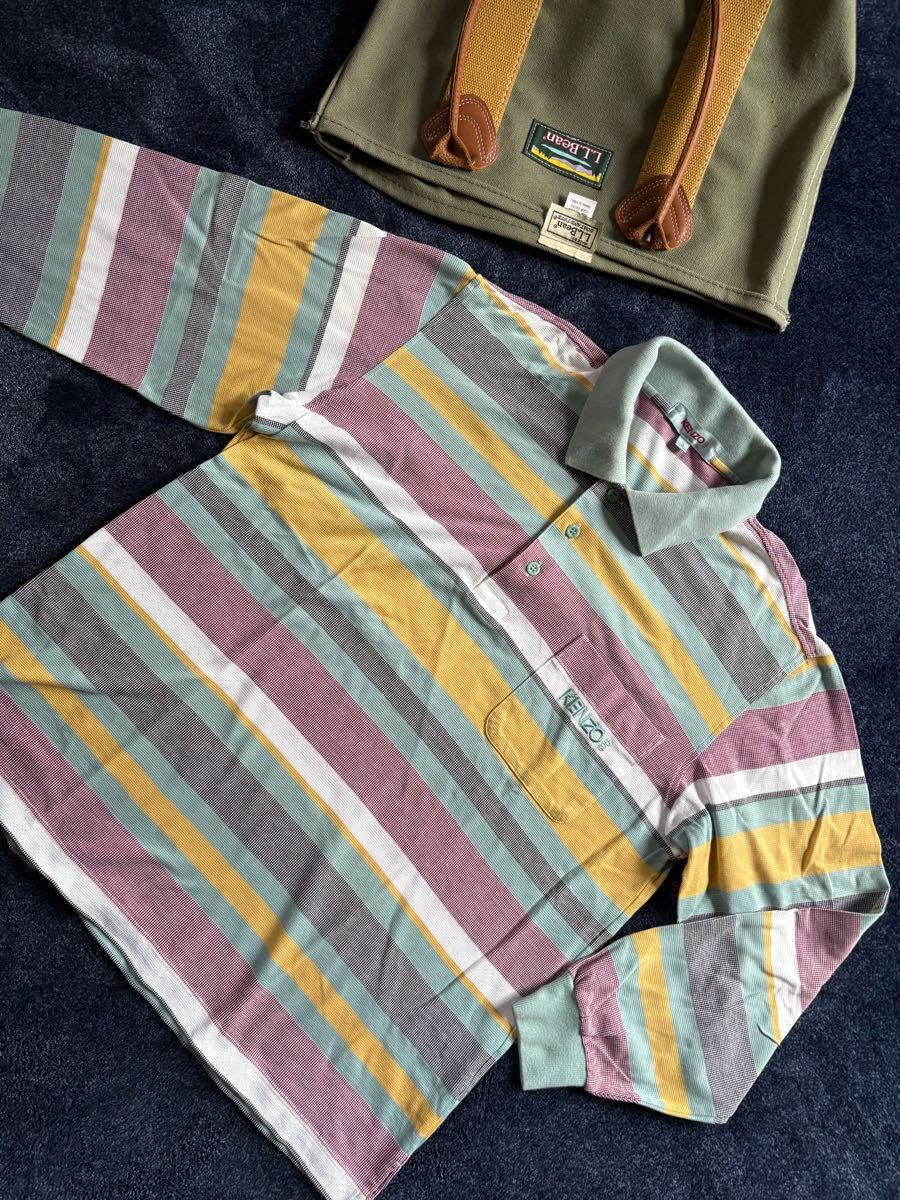 美品 日本製 KENZO GOLF ケンゾー 高品質コットン100%素材 爽やか涼感 ピケ生地 長袖ポロシャツ size3(M) MADE in JAPAN 人気アイテム拍卖