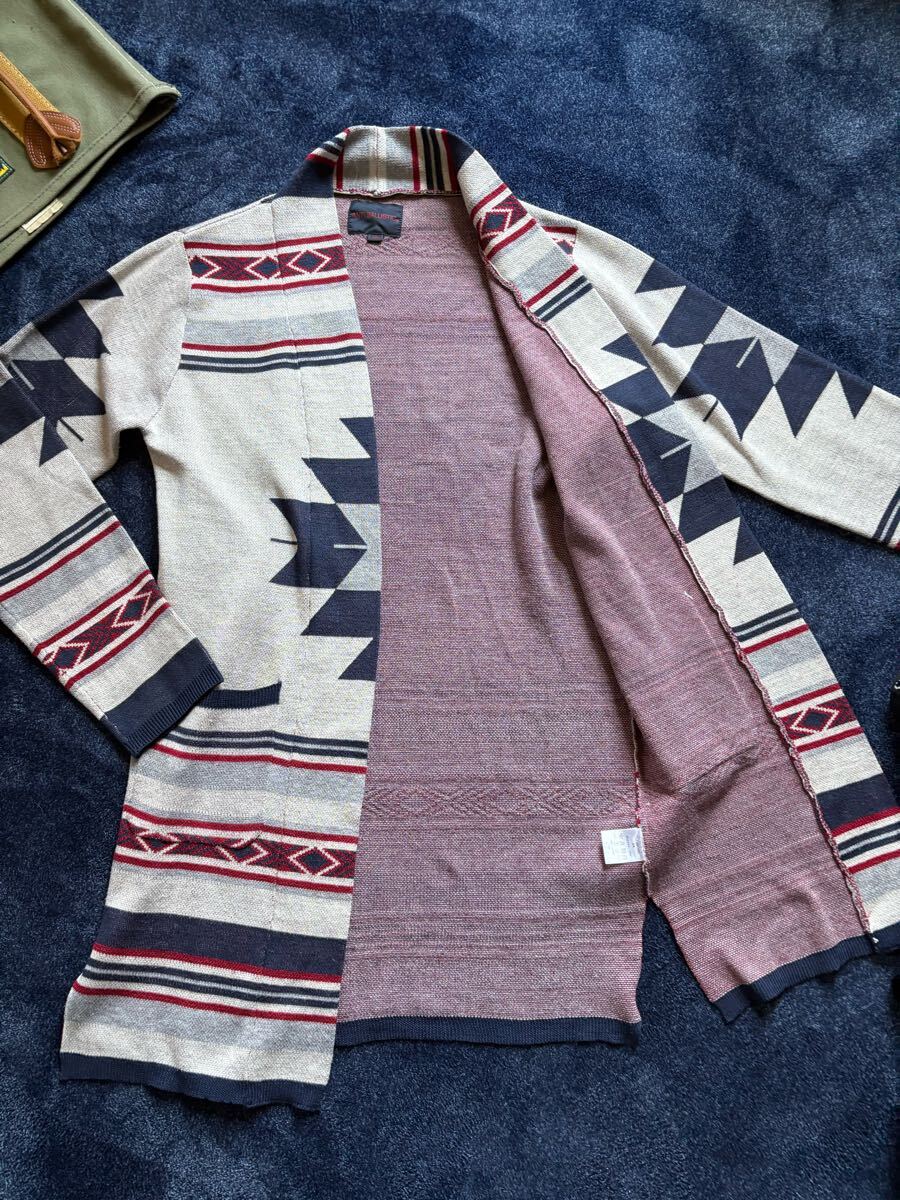 超美品 アンチバリスティック ANTI BALLISTIC ネイティブ柄 ノーカラー Vロングカーディガン 高品質ニット素材 sizeL拍卖