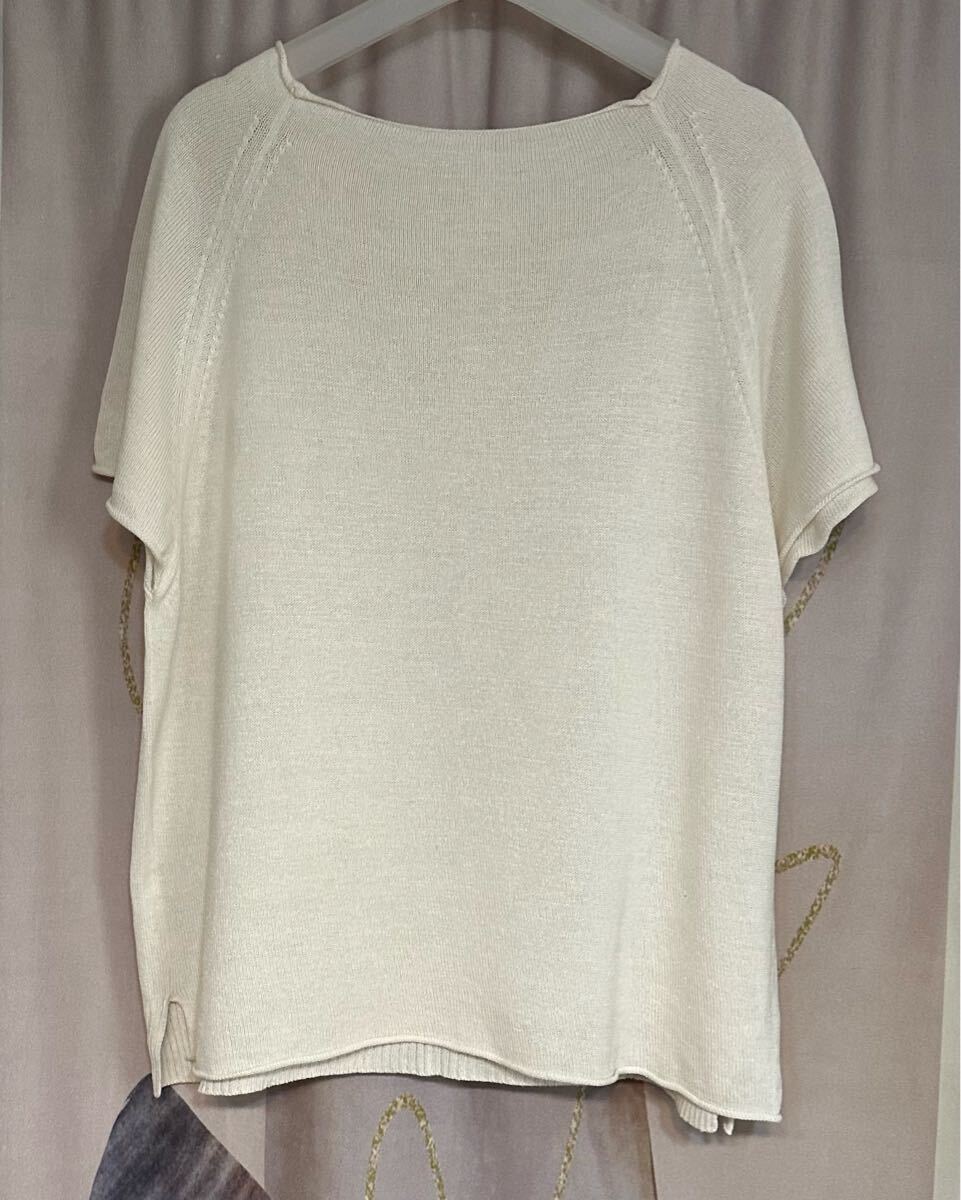 イッセイミヤケ系 プランテーション コットンペーパー ニットTシャツ アイボリー拍卖