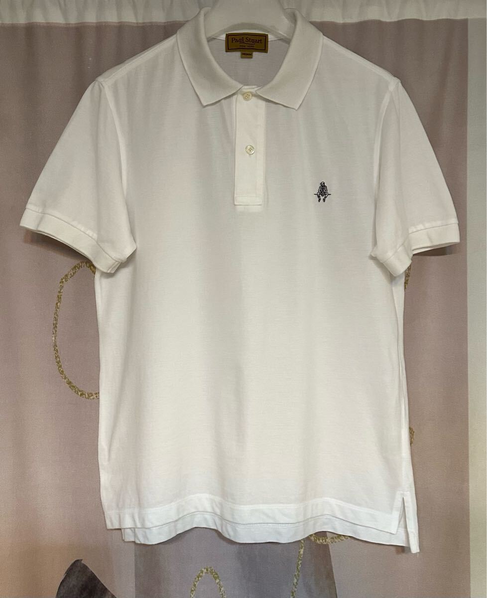 ポールスチュアート カノコ マンオンザフェイス 刺繍 ポロシャツ ホワイト拍卖