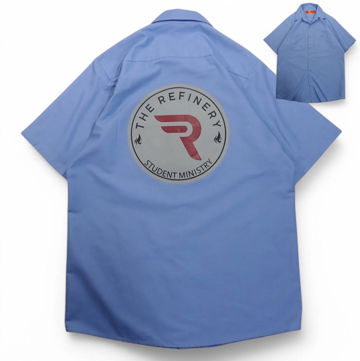 6584/美品 RED KAP 半袖ワークシャツ L●洗濯プレス済●THE REFINERY STUDENT MINISTRY レッドキャップ●ネコポス可●古着拍卖