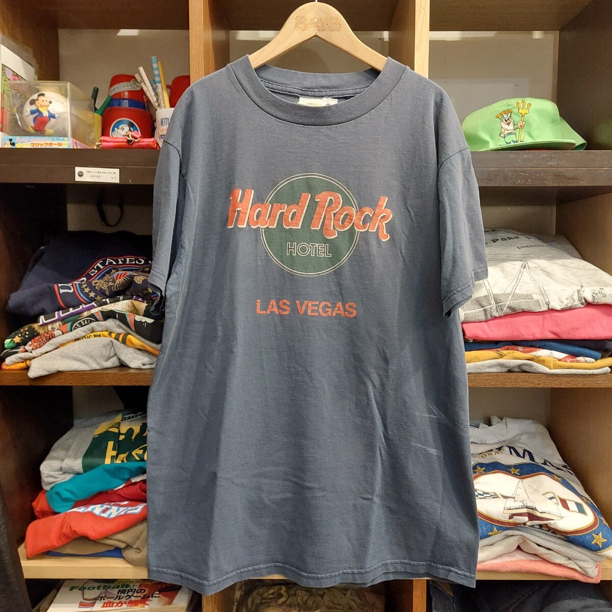 USA製 Hard Rock Hotel ハードロックホテル ラスベガス 半袖Tシャツ ネイビー サイズ L位 メンズ 袖 裾 トップス 07D2301拍卖