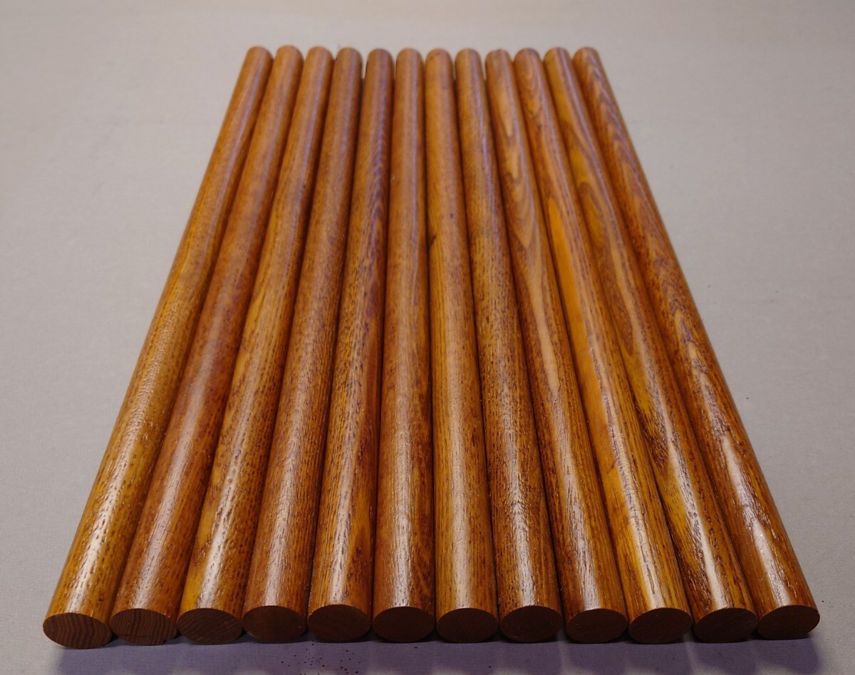 丸棒 木製丸棒 直径約1.9cm 長さ約44cm 和風金茶色仕上げ 12本セット拍卖