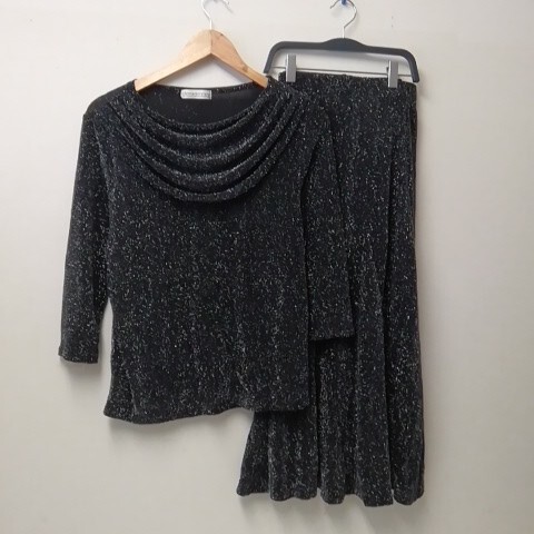 ★【古着】 demisienne(デミジェンヌ) レディーススカートセットアップ サイズ不明 ブラック シルバーラメ拍卖