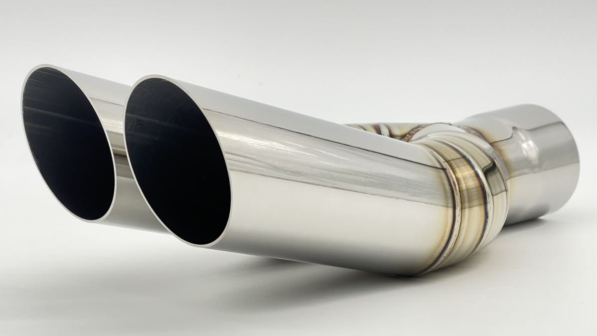 マフラーカッターエビ管15度跳ね上げデュアルマフラー出口30°スラッシュカット60.5φ入口内径60.5φ サイズ変更等可能!拍卖