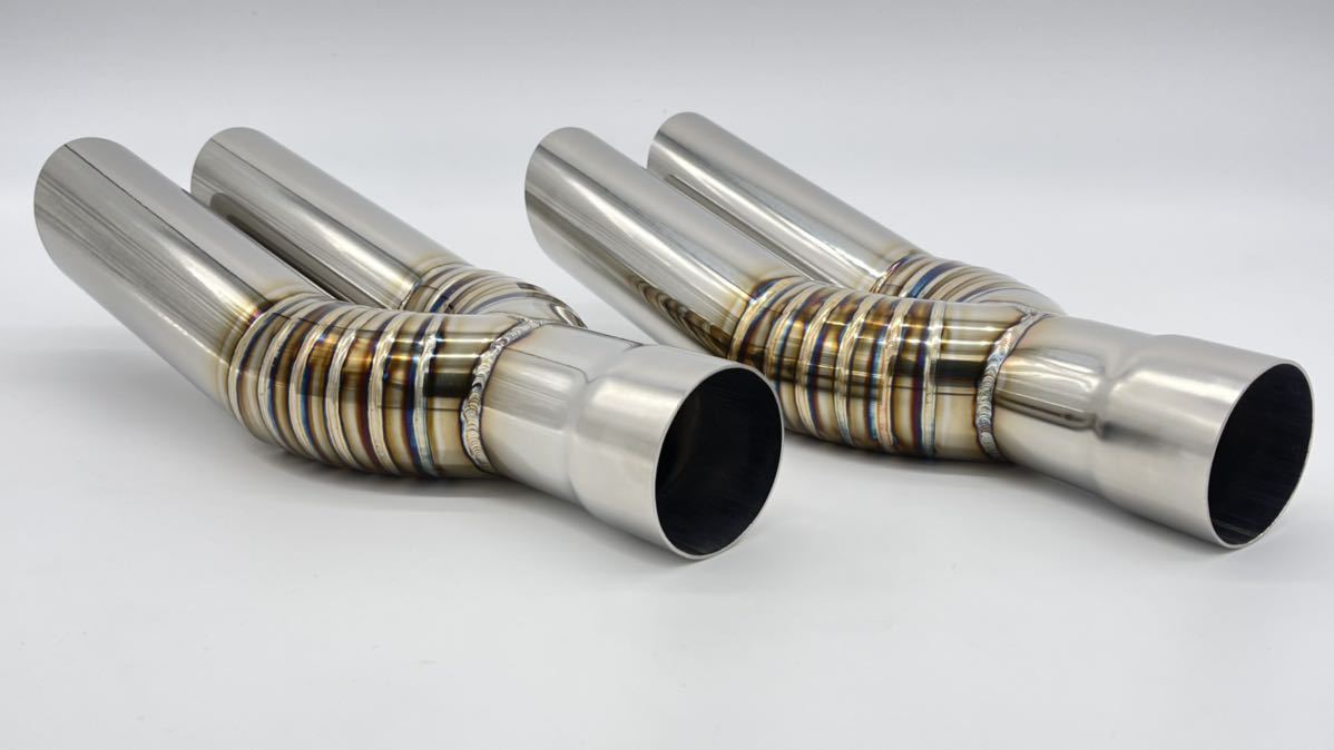 ☆2セットマフラーカッターエビ管15度跳ね上げデュアルマフラー出口30°スラッシュカット50.8φ入口内径50.8φ サイズ変更等可能!拍卖