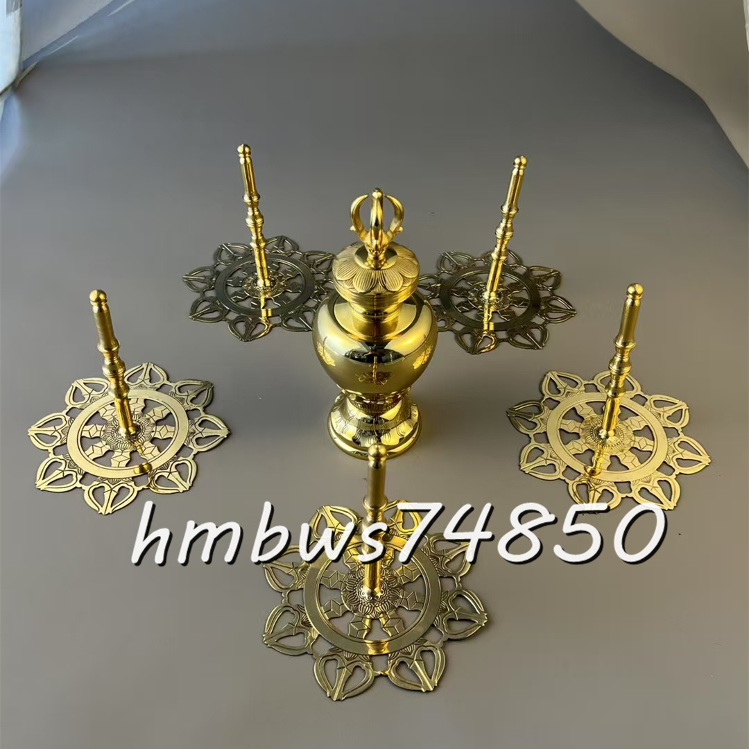 「密教法具 寺院仏具」宝けつ柱・輪宝・宝瓶 鎮壇具セット 仏具 仏教 工芸品 真鍮製拍卖