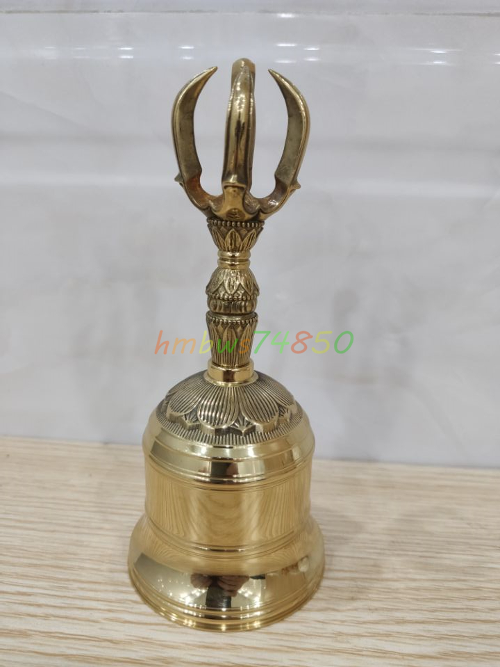 「密教法具 寺院仏具」極上品 金剛鈴 仏具 真鍮製 磨き仕上げ 高さ16.2cm拍卖