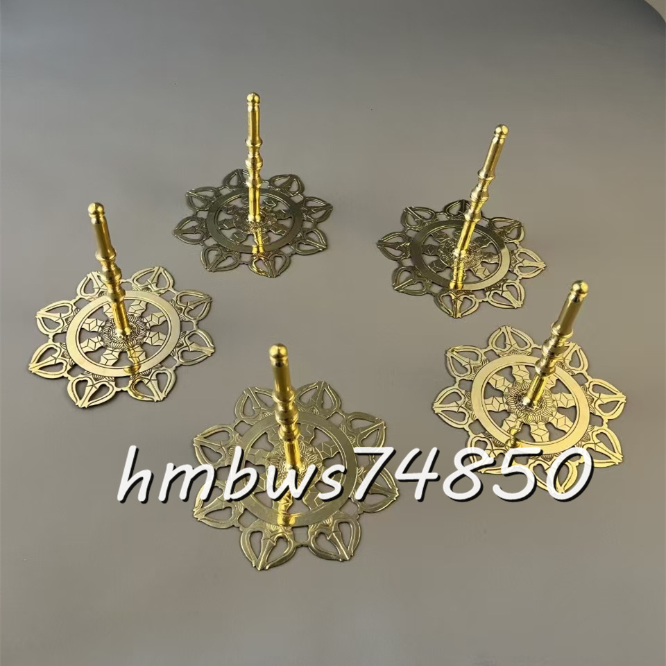 「密教法具 寺院仏具」鎮壇具 宝けつ柱・輪宝 5個 仏具 仏教 工芸品 真鍮製拍卖