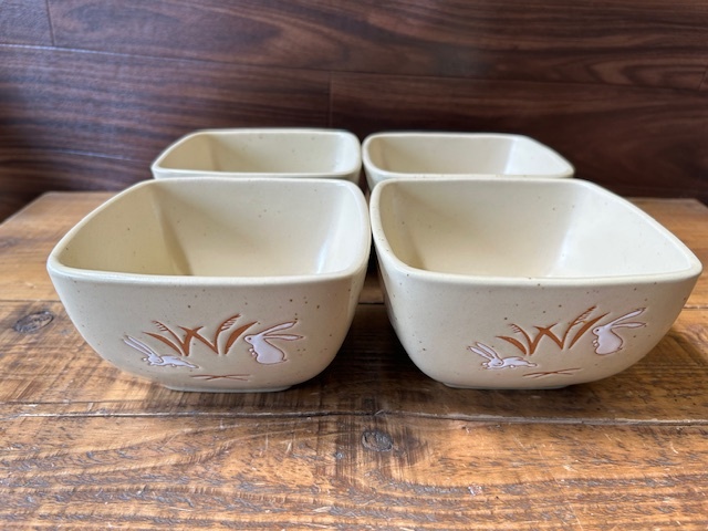 Su.69★中鉢4個セット★中皿/角皿/スクエア/和食/陶磁器/煮物/居酒屋/定食/小料理屋/ランチ/和食器/飲食店/業務用/中古品拍卖