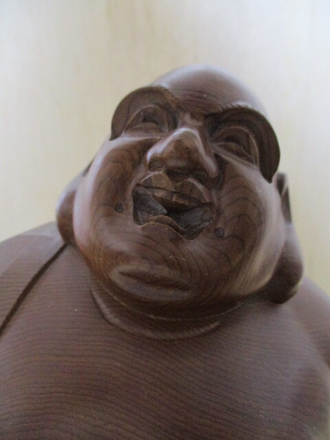 Z169-209W 置物 木彫 七福神 布袋 飛騨国 国之 共箱 中古 高さ23.1約cm (T18 左)拍卖